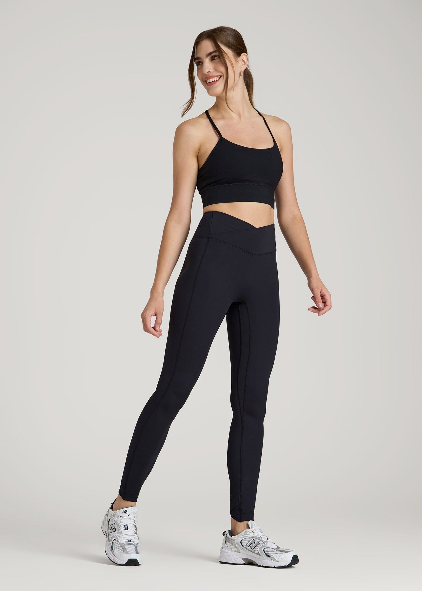 Balance Cross Over Leggings for Tall Women in Black