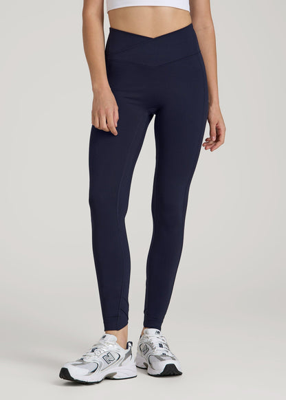 Balance Cross Over Leggings for Tall Women in Dark Navy
