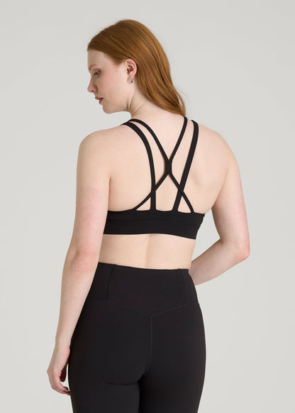 Balance Multi-Strap Sports Bra for Tall Women in Black