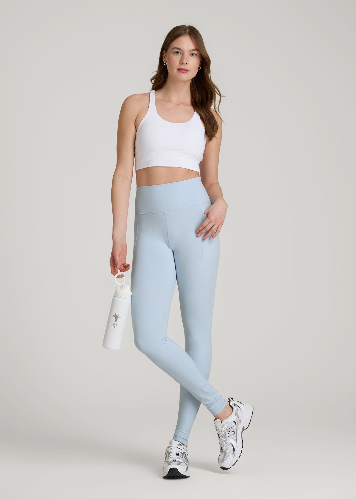 Balance Cinched Back Pocket Legging for Tall Women in Ice Blue