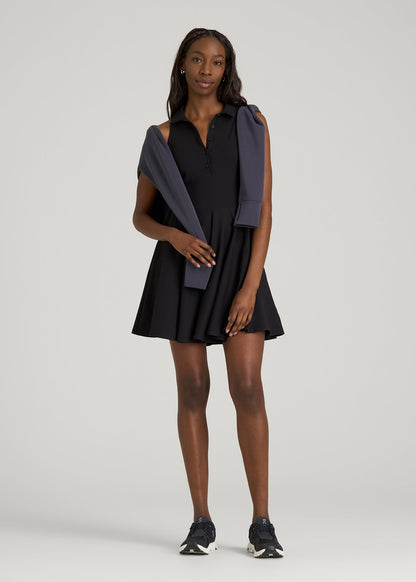 Balance Racerback Sleeveless Polo Dress for Tall Women in Black