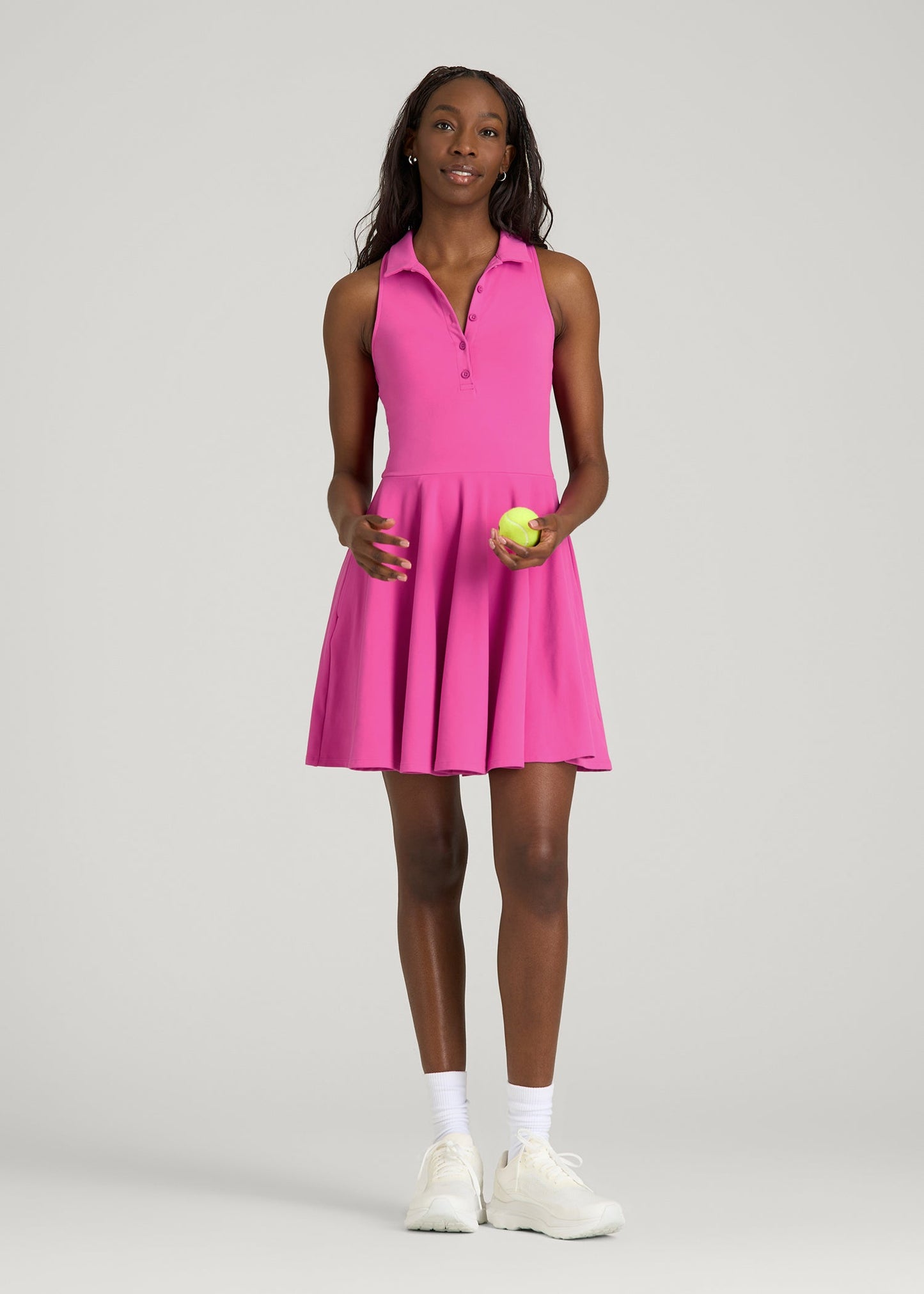 Balance Racerback Sleeveless Polo Dress for Tall Women in Magenta