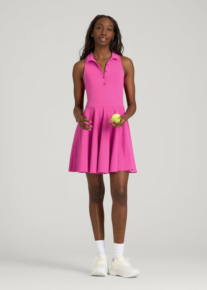 Balance Racerback Sleeveless Polo Dress for Tall Women in Magenta
