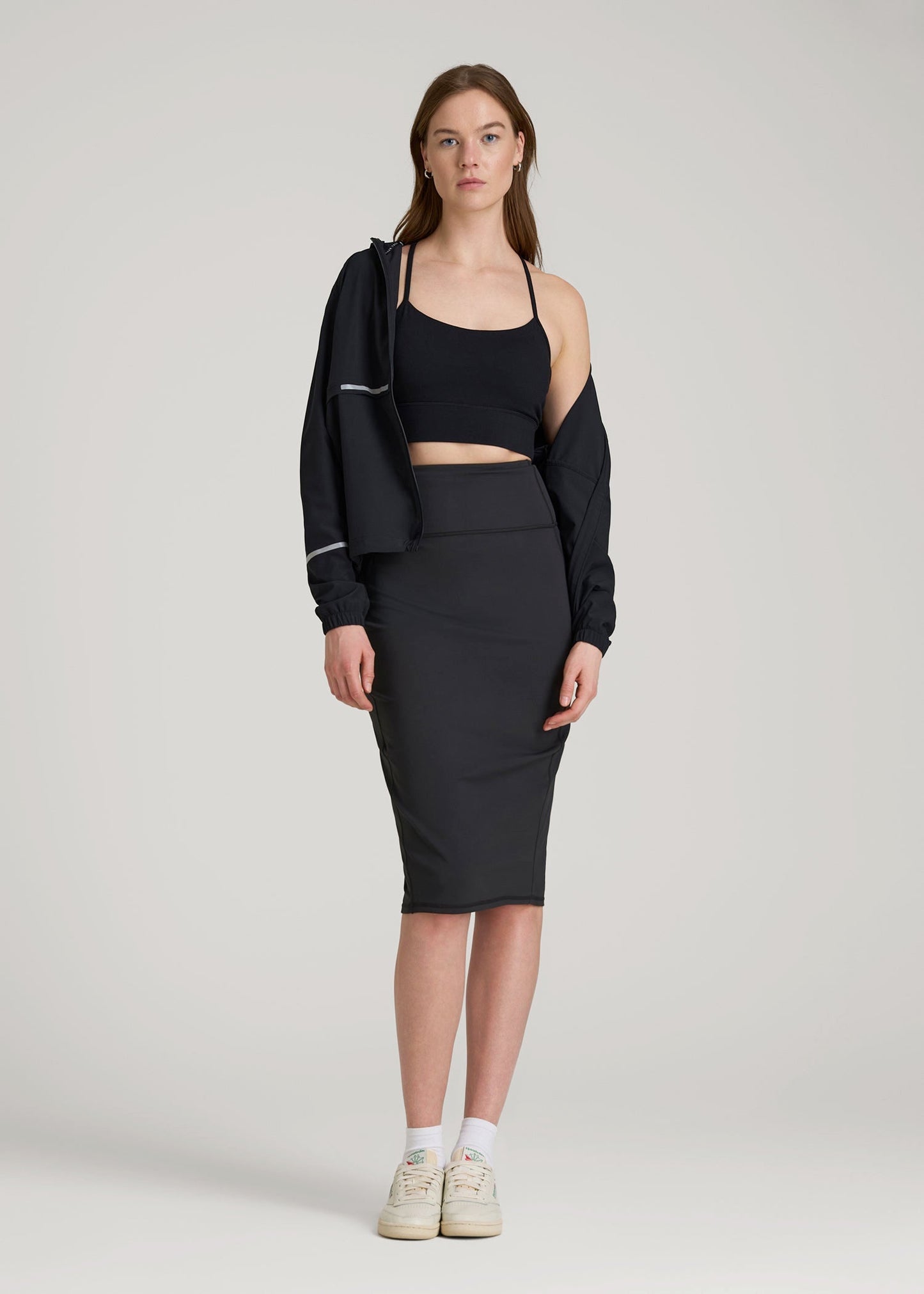 Balance Slim Fit High Rise Skirt for Tall Women in Black