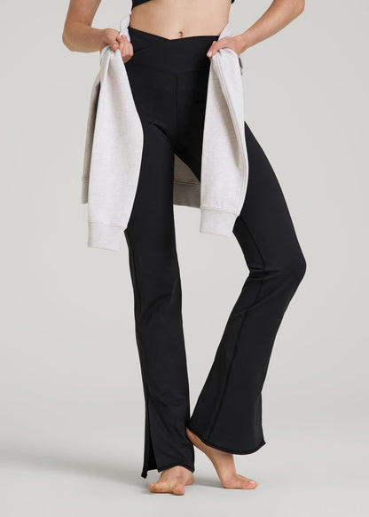 Balance Split Flare Pants for Tall Women in Black