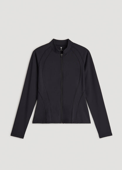 Balance Zip-Up Jacket with Stand-Up Collar for Tall Women in Black