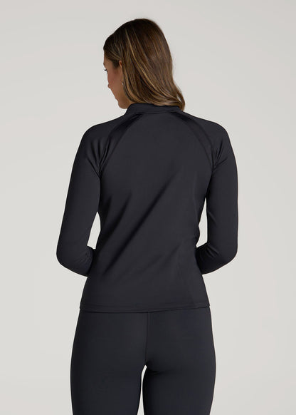 Balance Zip-Up Jacket with Stand-Up Collar for Tall Women in Black
