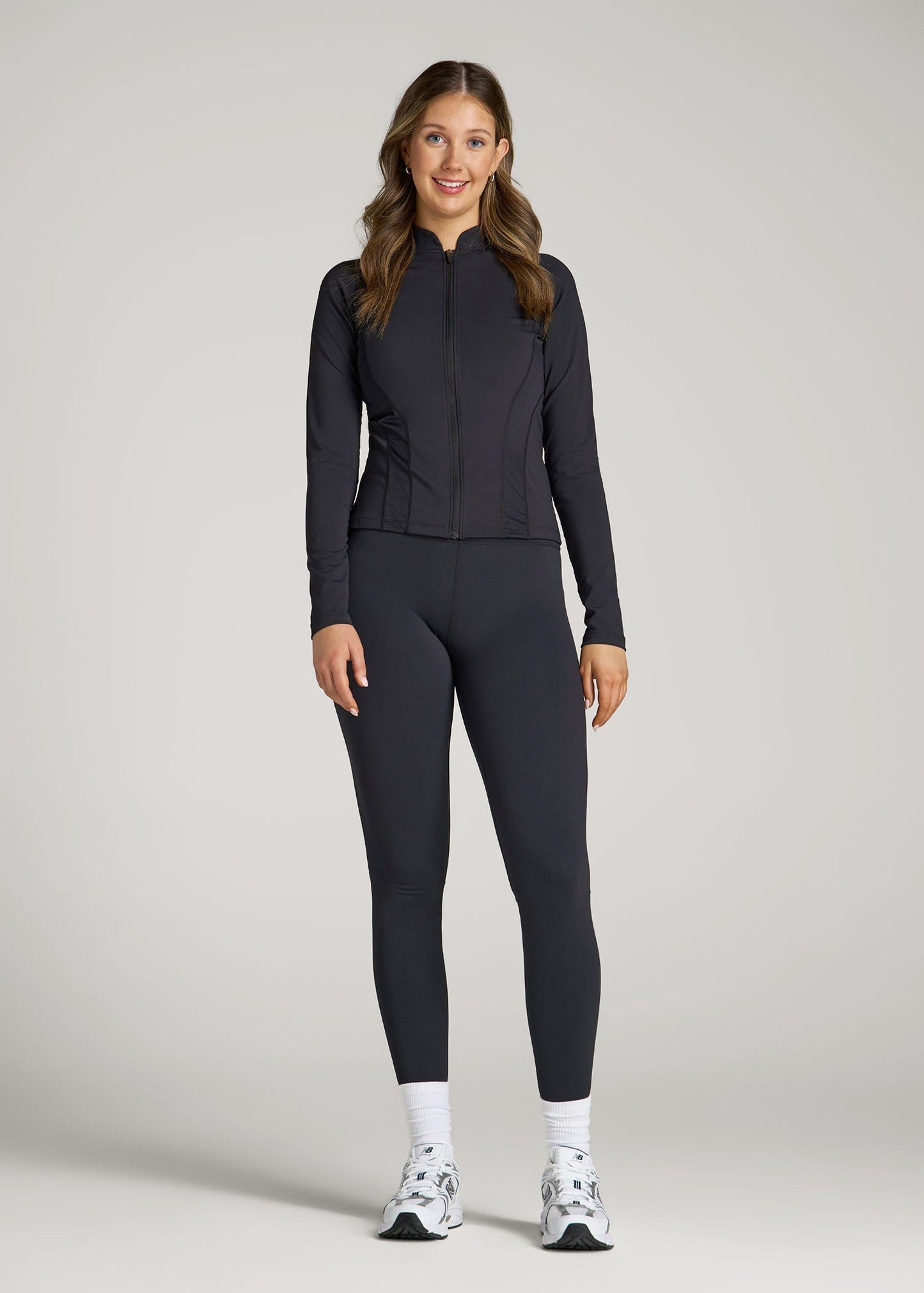 Balance Zip-Up Jacket with Stand-Up Collar for Tall Women in Black