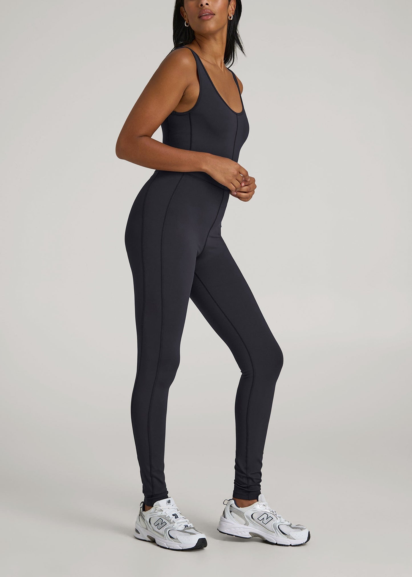 Balance Scoop Neck Jumpsuit for Tall Women in Black
