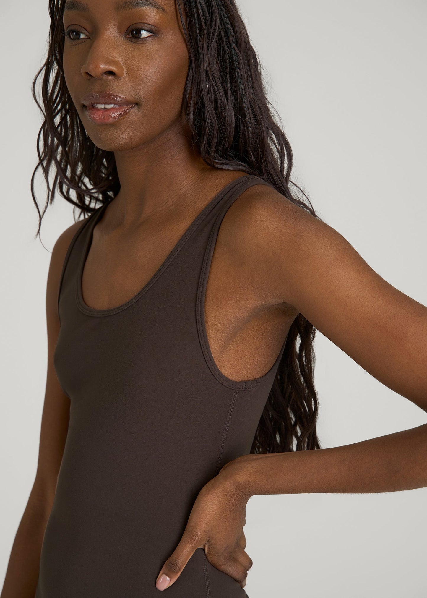 Balance Scoopneck Romper for Tall Women in Espresso