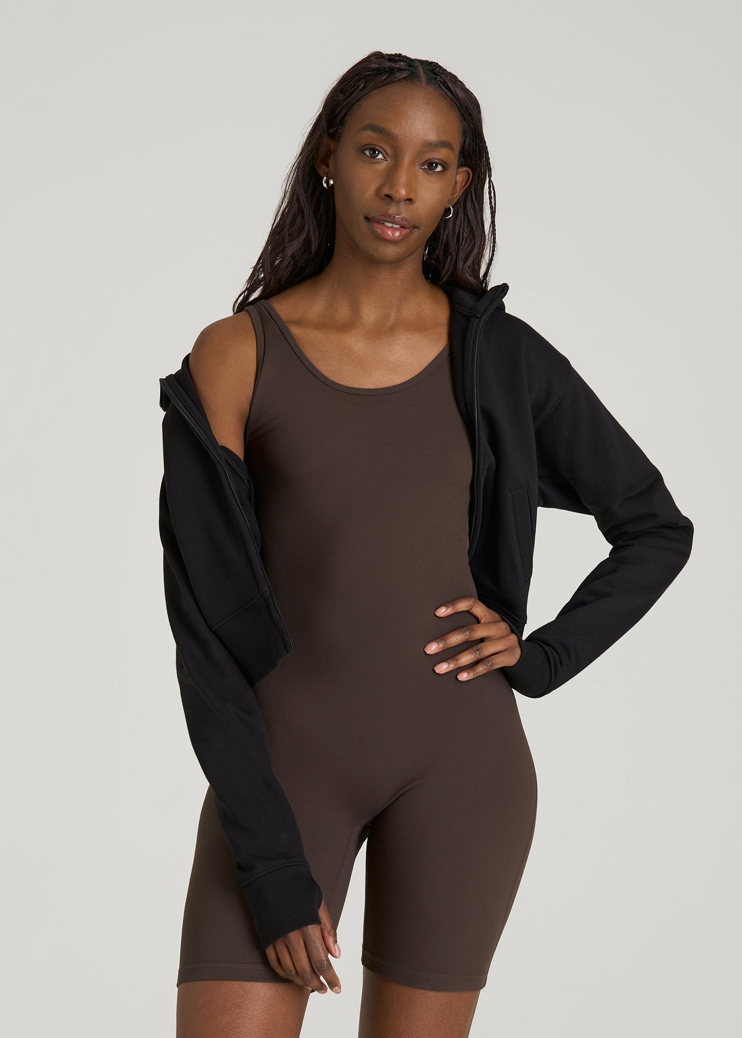 Balance Scoopneck Romper for Tall Women in Espresso