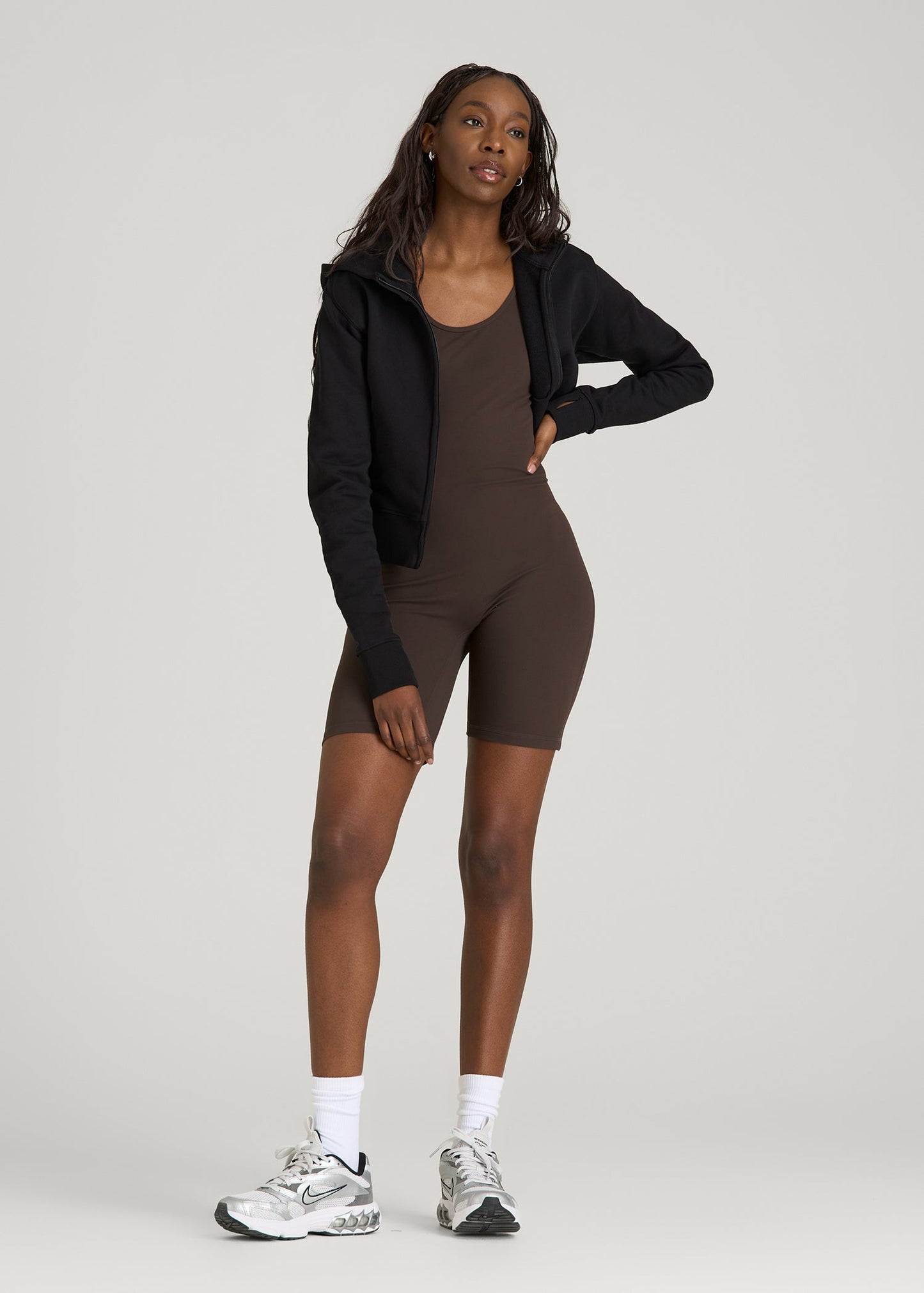 Balance Scoopneck Romper for Tall Women in Espresso