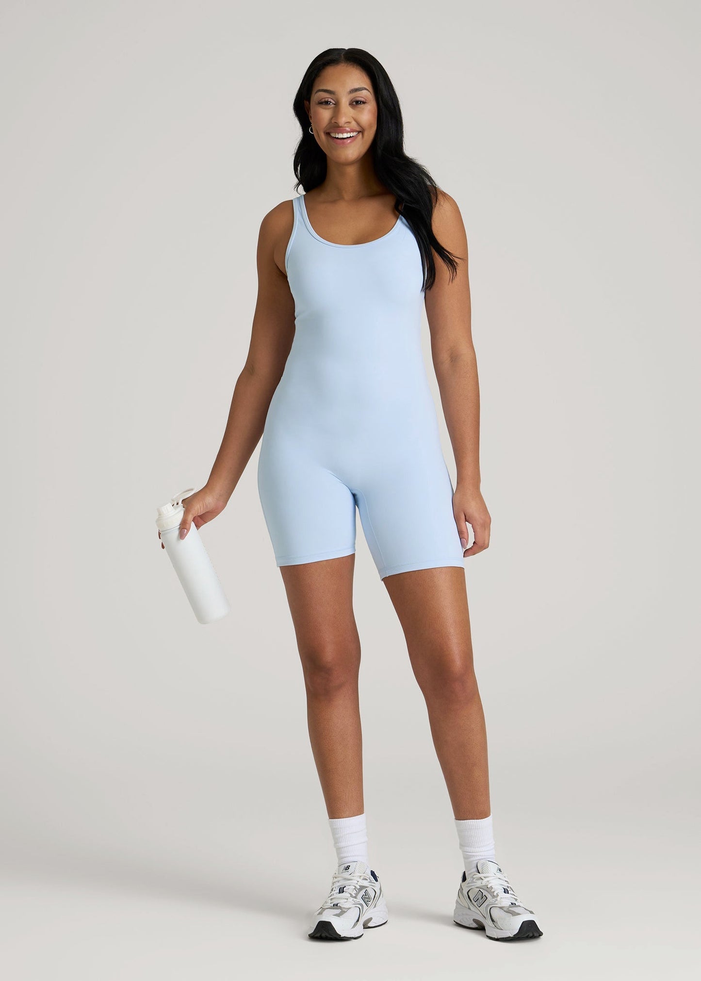 Balance Scoopneck Romper for Tall Women in Ice Blue