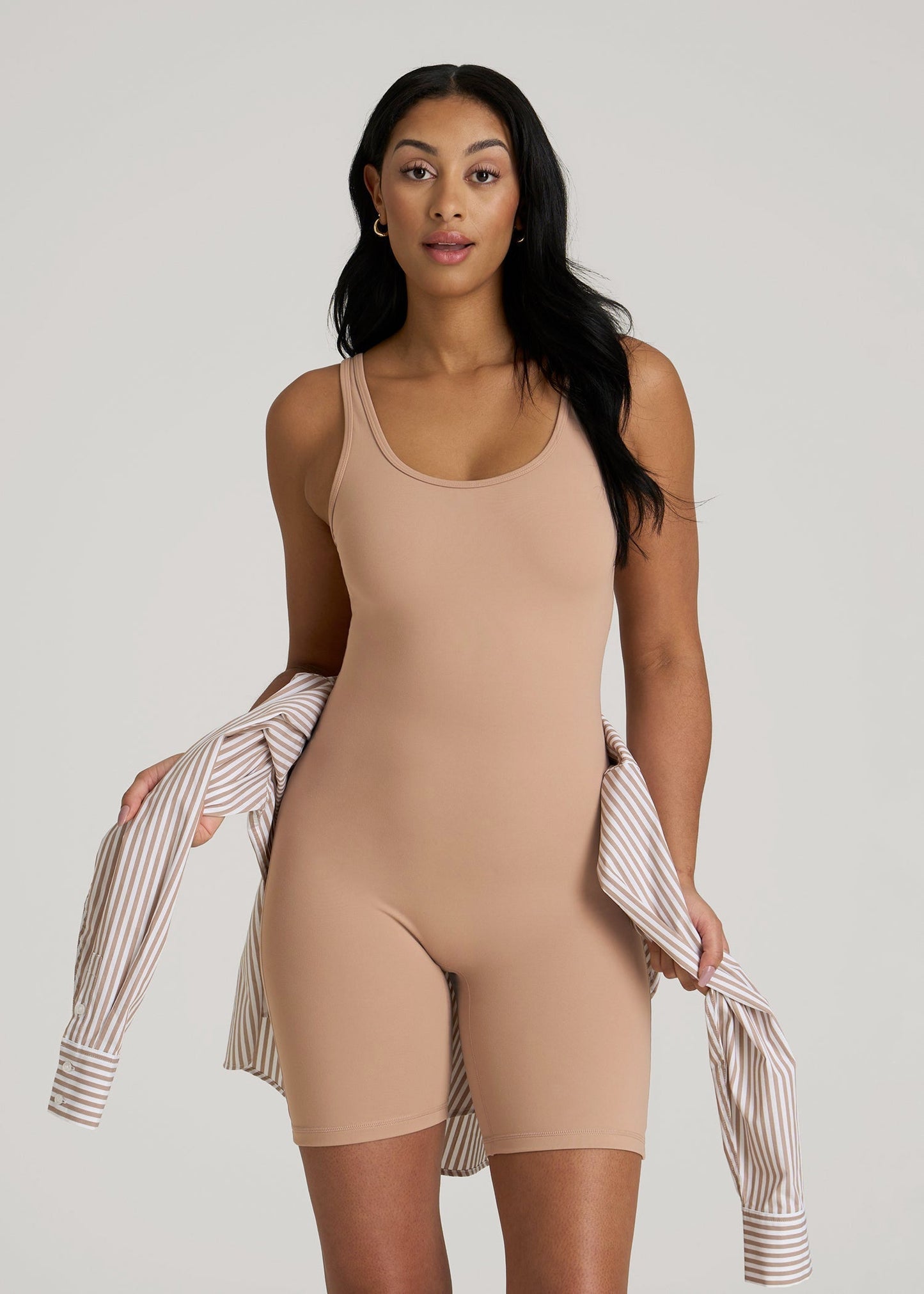 Balance Scoopneck Romper for Tall Women in Sun Tan