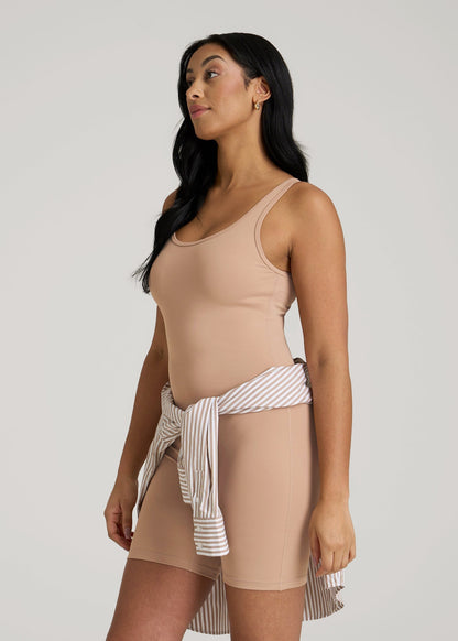 Balance Scoopneck Romper for Tall Women in Sun Tan
