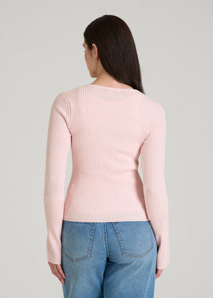 Boucle Knit Cardigan for Tall Women in Barely Pink