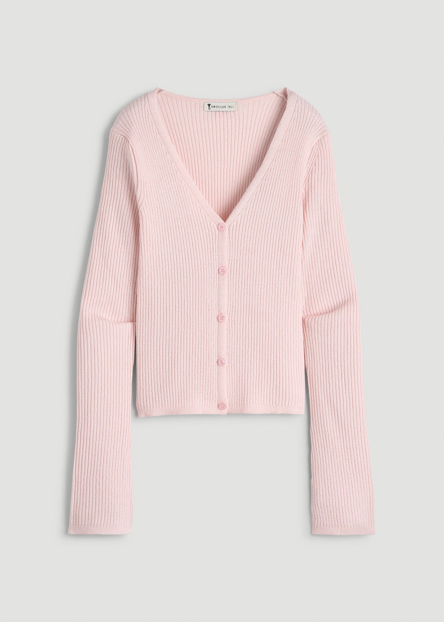 Boucle Knit Cardigan for Tall Women in Barely Pink