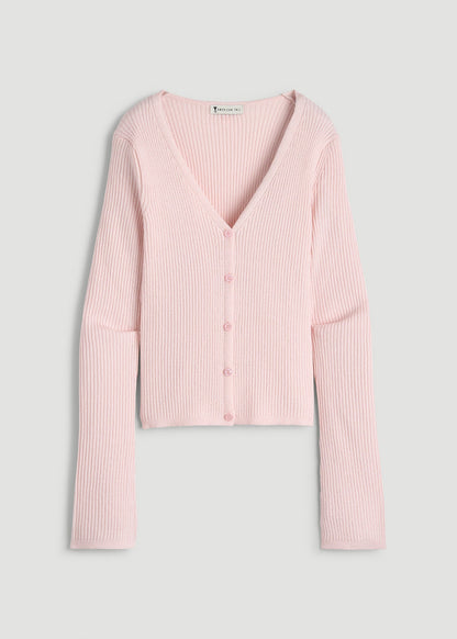 Boucle Knit Cardigan for Tall Women in Barely Pink