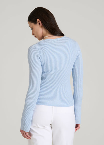 Boucle Knit Cardigan for Tall Women in Ice Blue