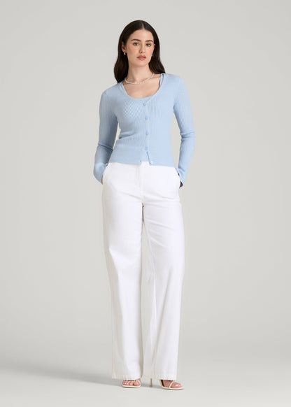 Boucle Knit Cardigan for Tall Women in Ice Blue