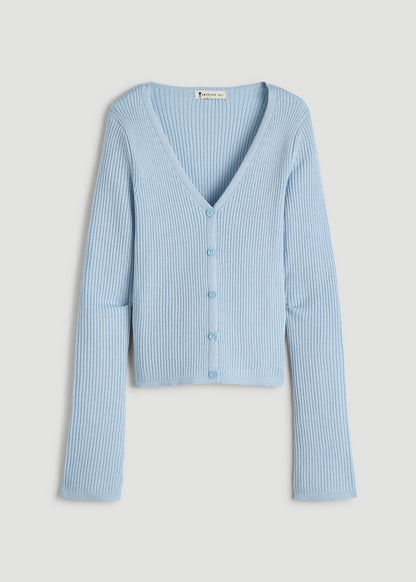 Boucle Knit Cardigan for Tall Women in Ice Blue