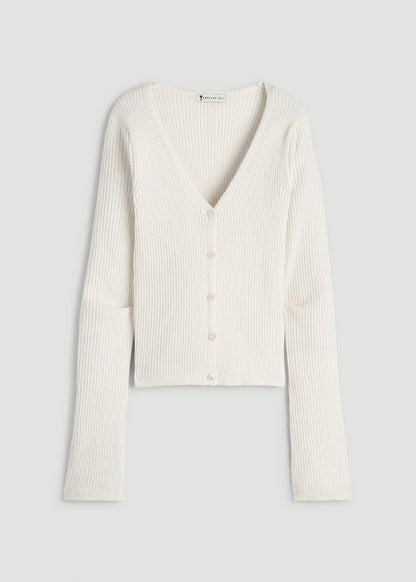 Boucle Knit Cardigan for Tall Women in Star White