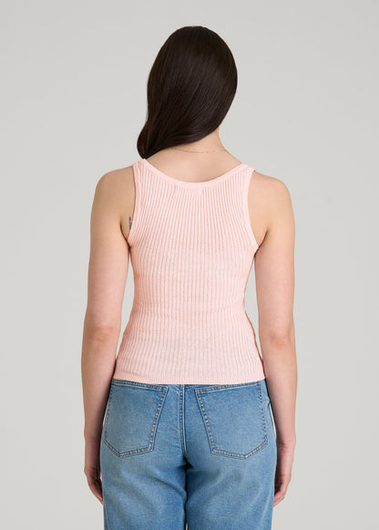 Boucle Knit Tank for Tall Women in Barely Pink
