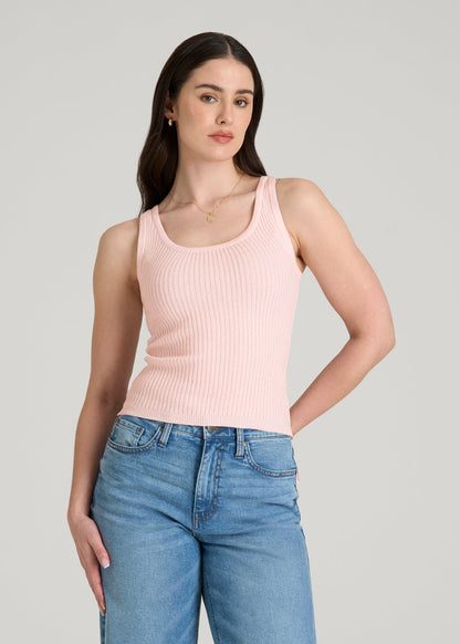 Boucle Knit Tank for Tall Women in Barely Pink