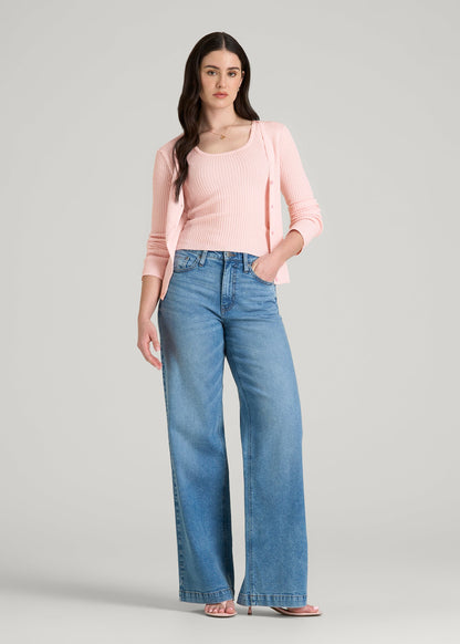 Boucle Knit Tank for Tall Women in Barely Pink