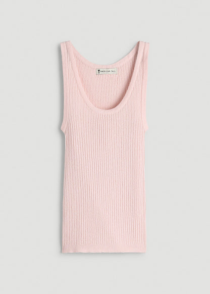 Boucle Knit Tank for Tall Women in Barely Pink