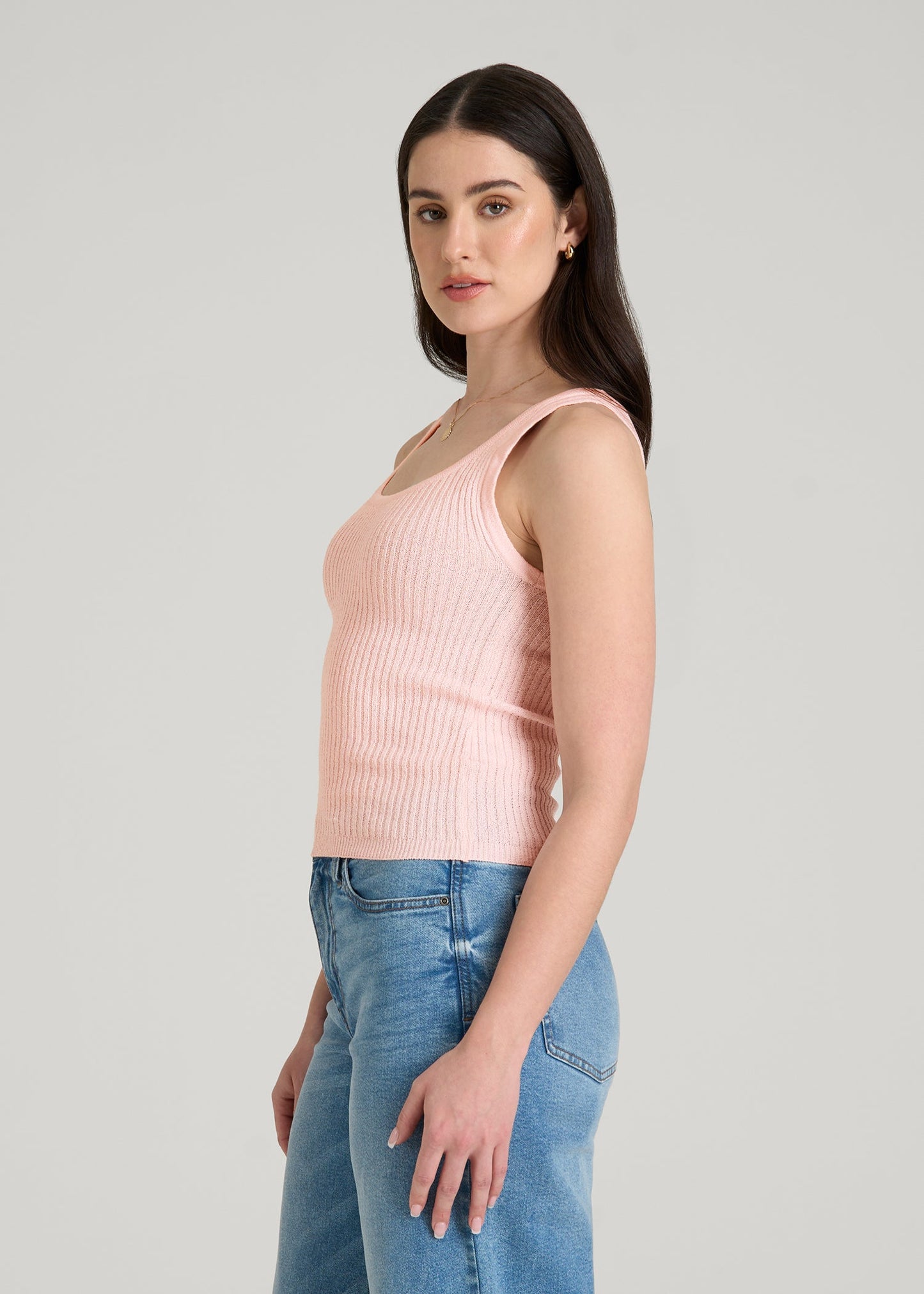 Boucle Knit Tank for Tall Women in Barely Pink