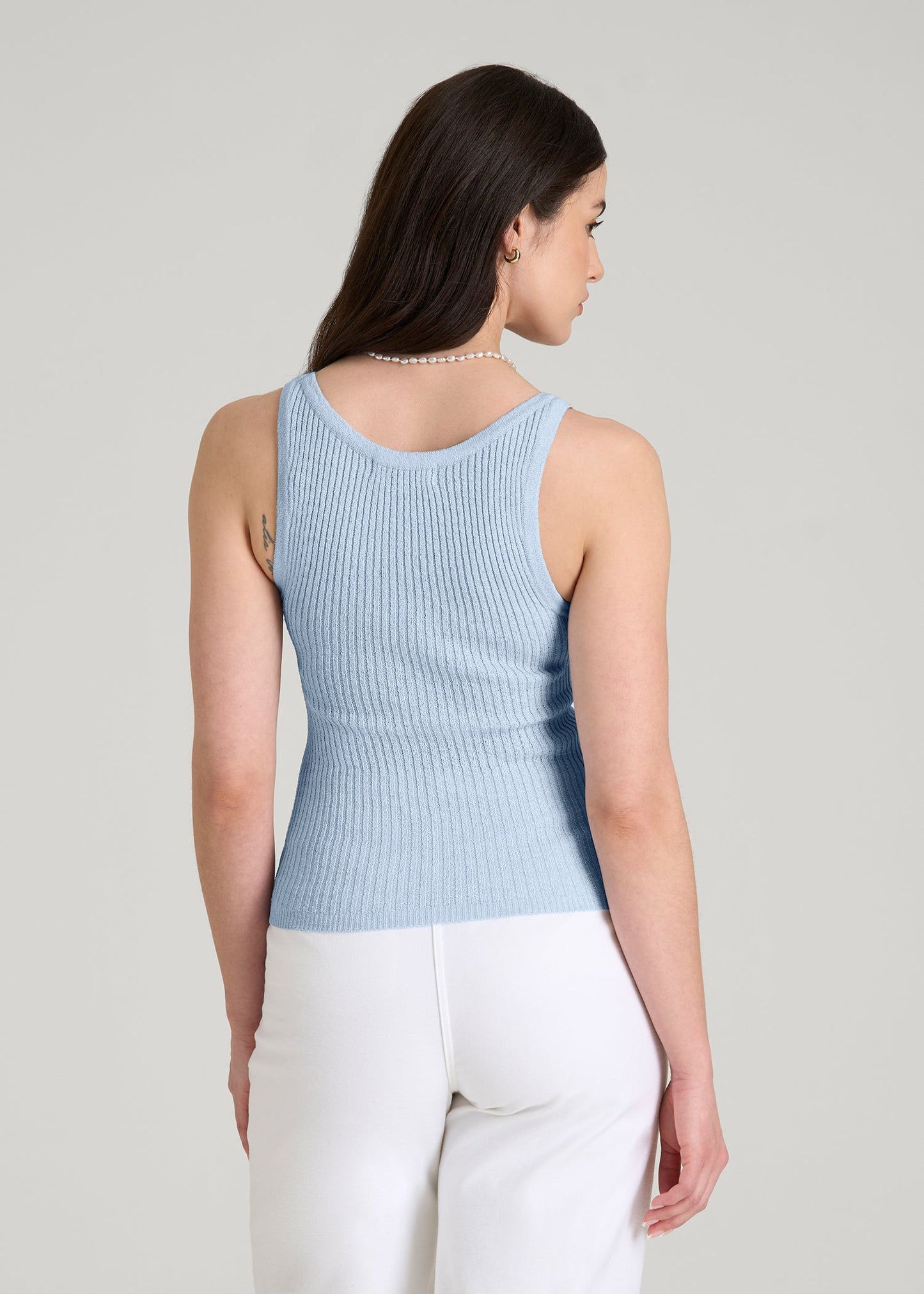 Boucle Knit Tank for Tall Women in Ice Blue