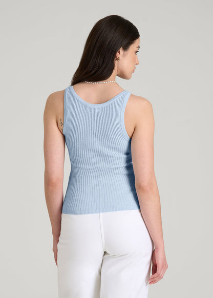 Boucle Knit Tank for Tall Women in Ice Blue