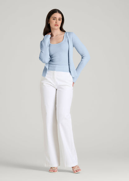 Boucle Knit Tank for Tall Women in Ice Blue