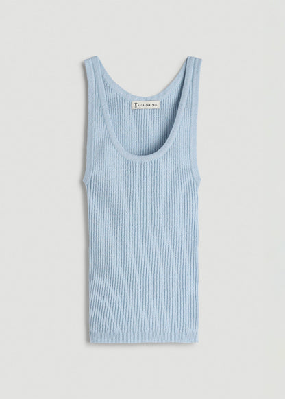 Boucle Knit Tank for Tall Women in Ice Blue