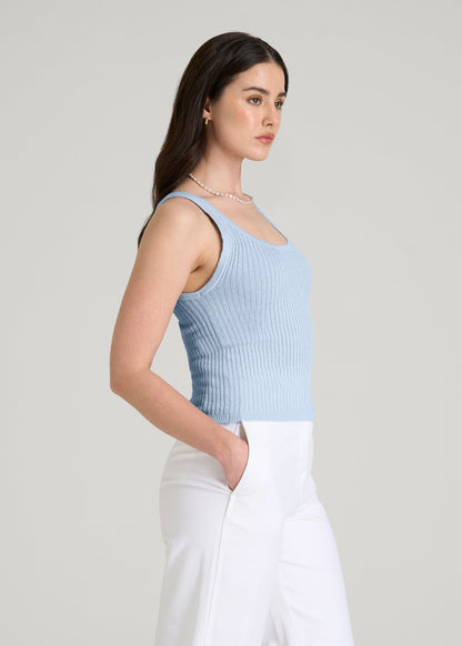Boucle Knit Tank for Tall Women in Ice Blue