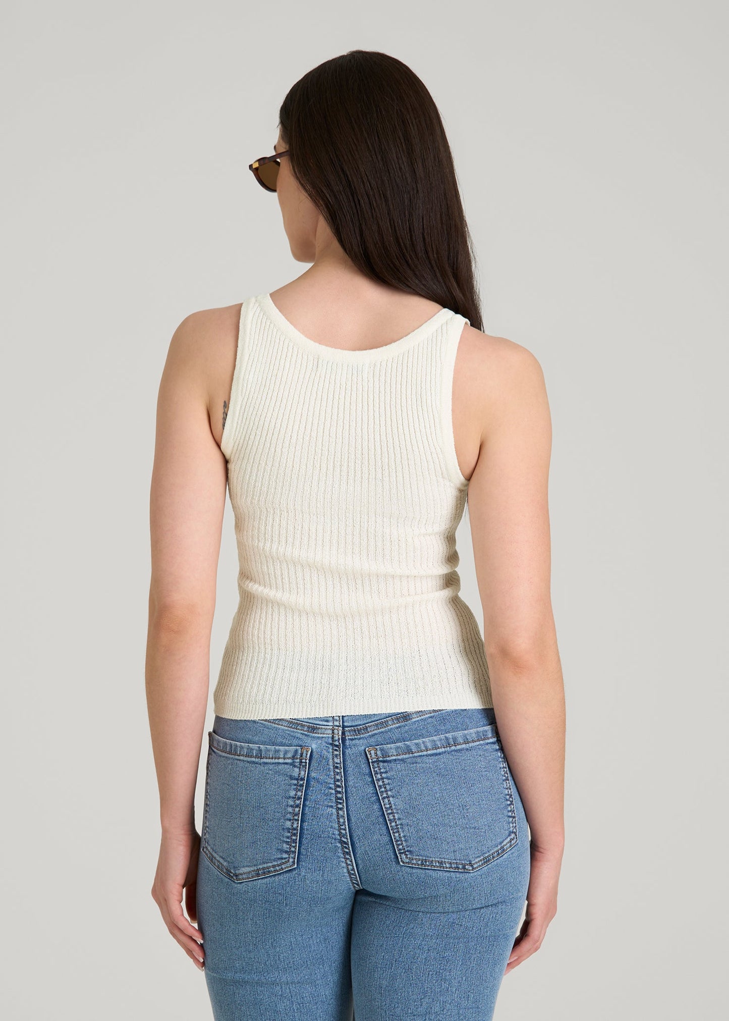 Boucle Knit Tank for Tall Women in Star White
