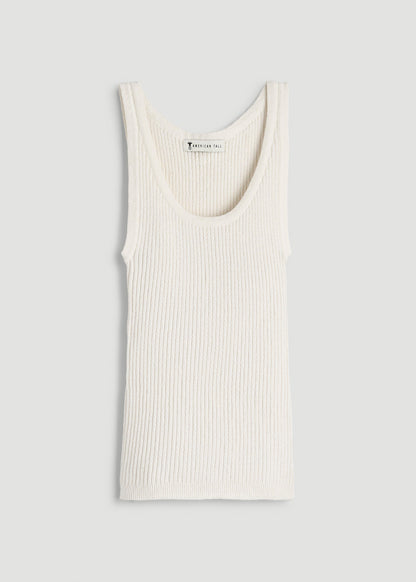 Boucle Knit Tank for Tall Women in Star White