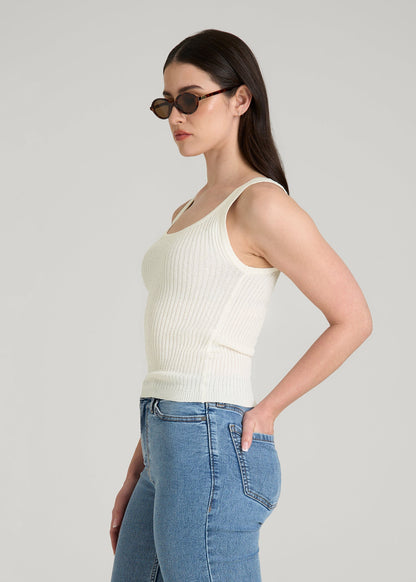 Boucle Knit Tank for Tall Women in Star White