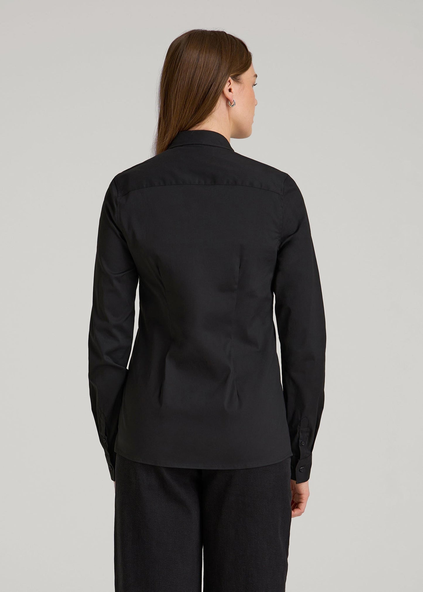 Button-Up Dress Shirt for Tall Women in Black