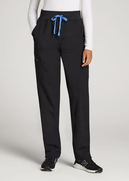 Cargo Scrub Pants for Tall Women in Black