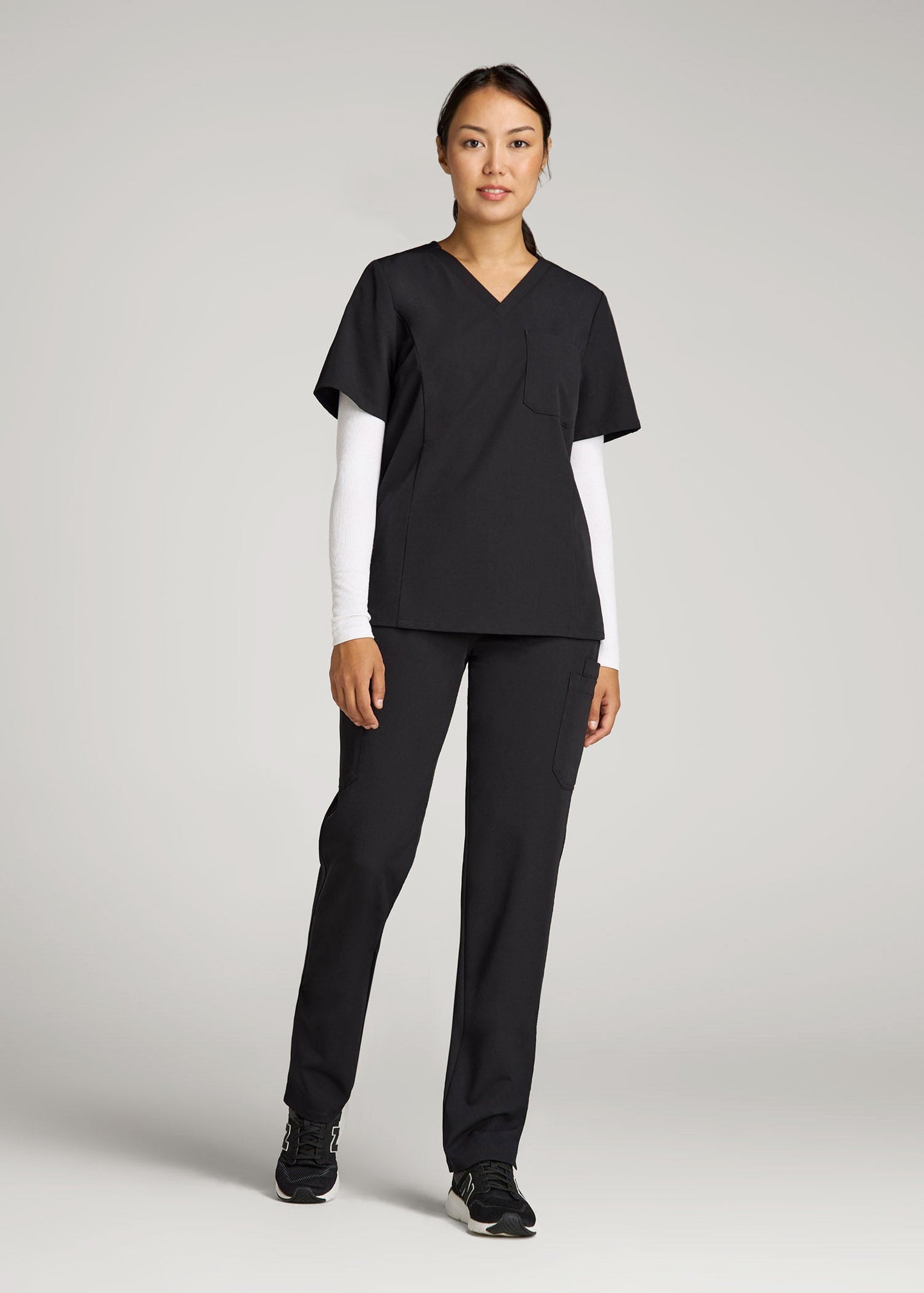 Cargo Scrub Pants for Tall Women in Black