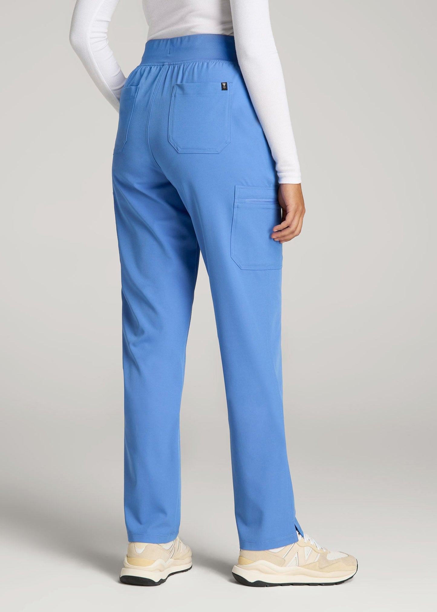 Cargo Scrub Pants for Tall Women in Deep Sky Blue