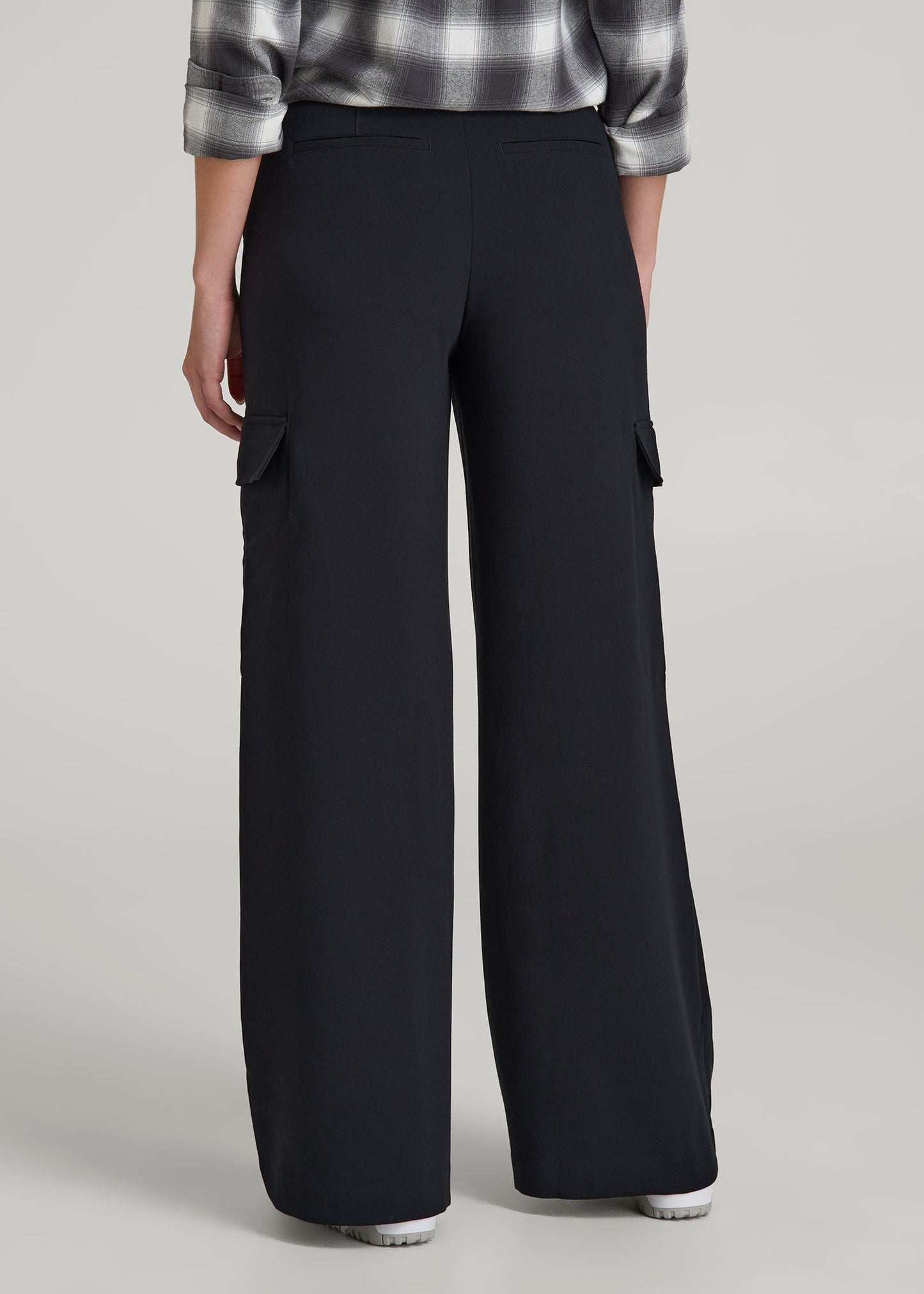 Cargo Wide Leg Dress Pants for Tall Women in Black