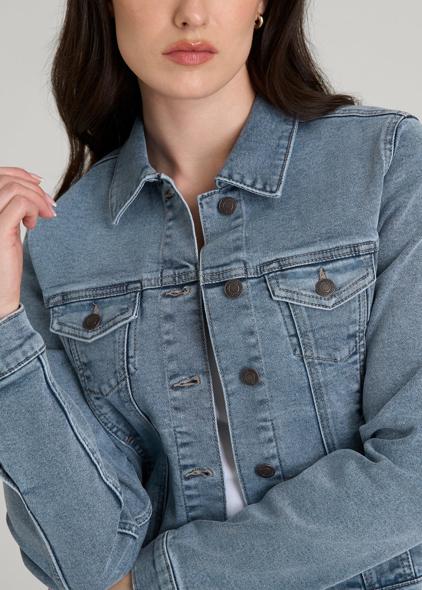 Classic Denim Jacket for Tall Women in Perfect Blue