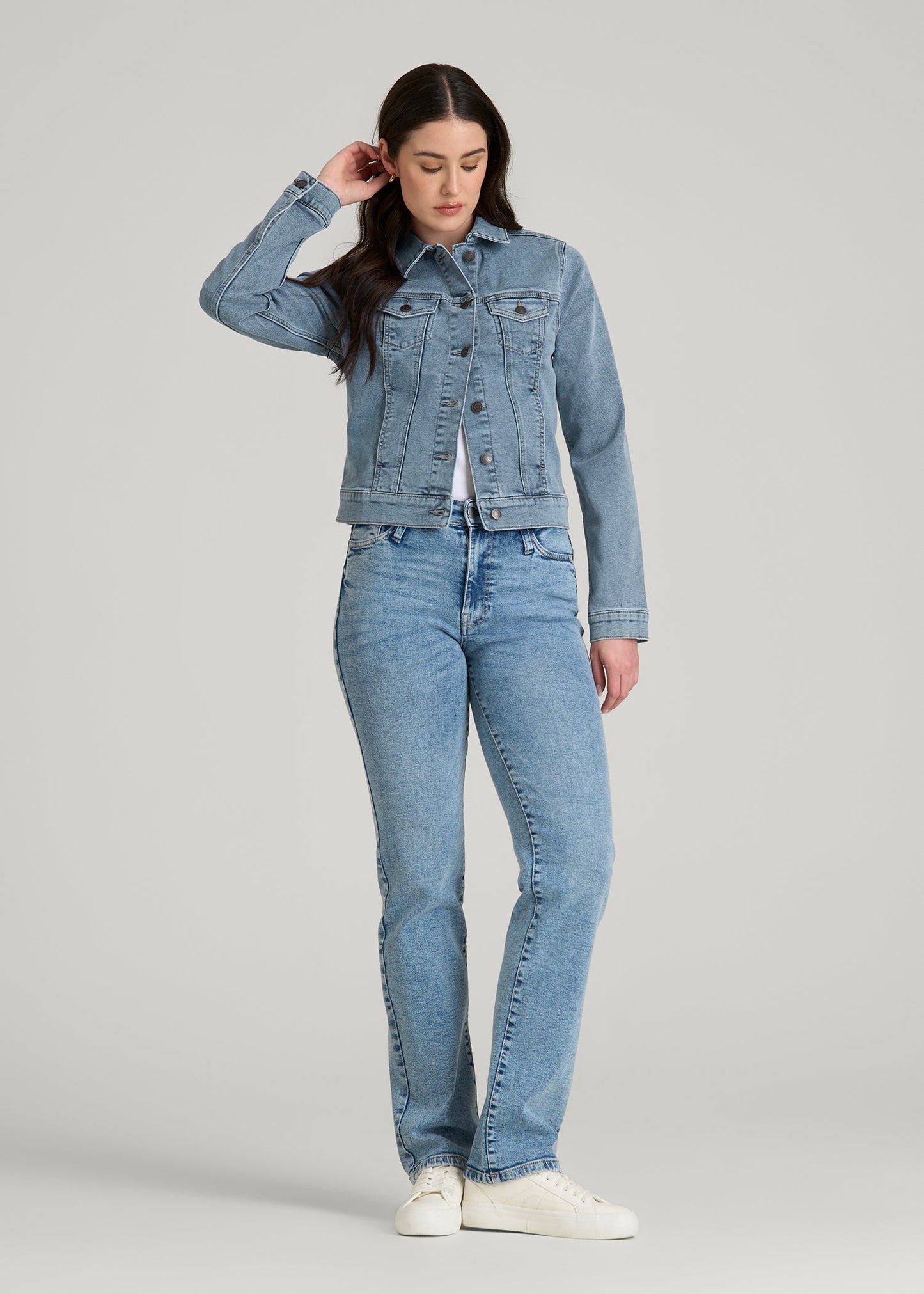 Classic Denim Jacket for Tall Women in Perfect Blue