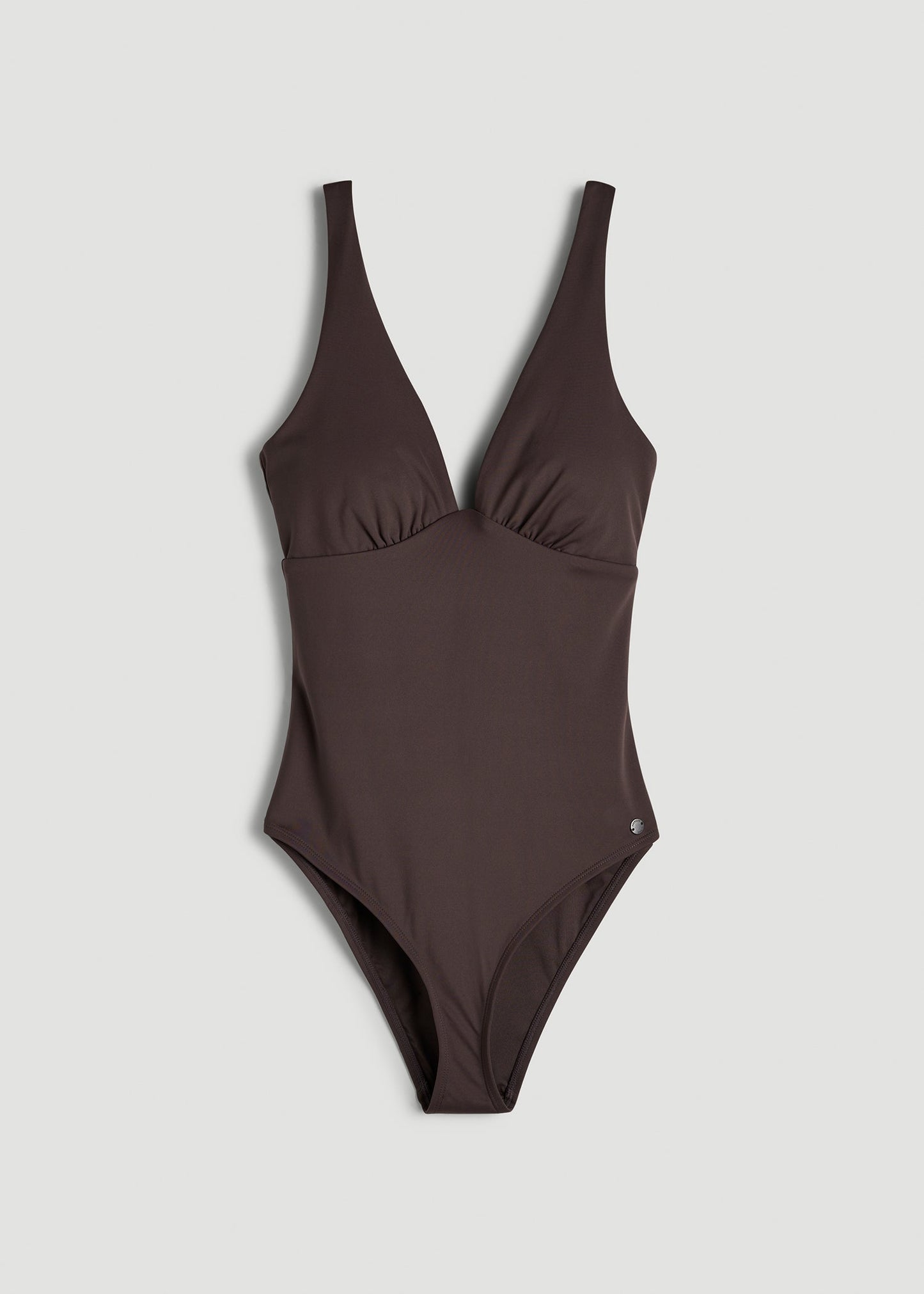 Classic V-Neck One Piece Swimsuit for Tall Women in Espresso