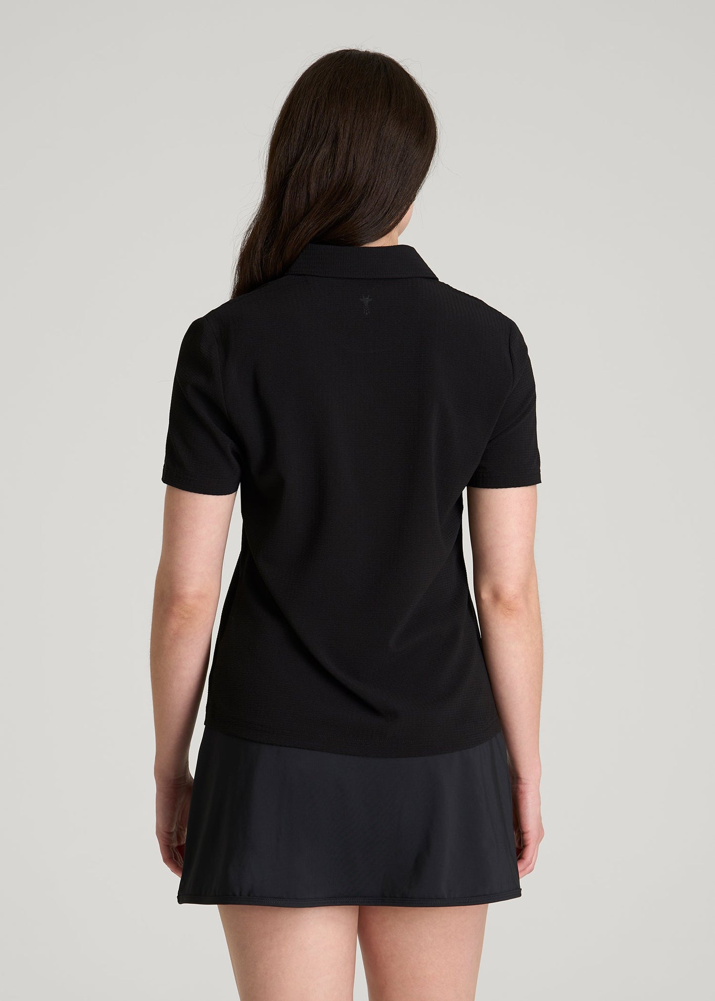 Coastal perforated short sleeve golf polo for Tall Women in Black