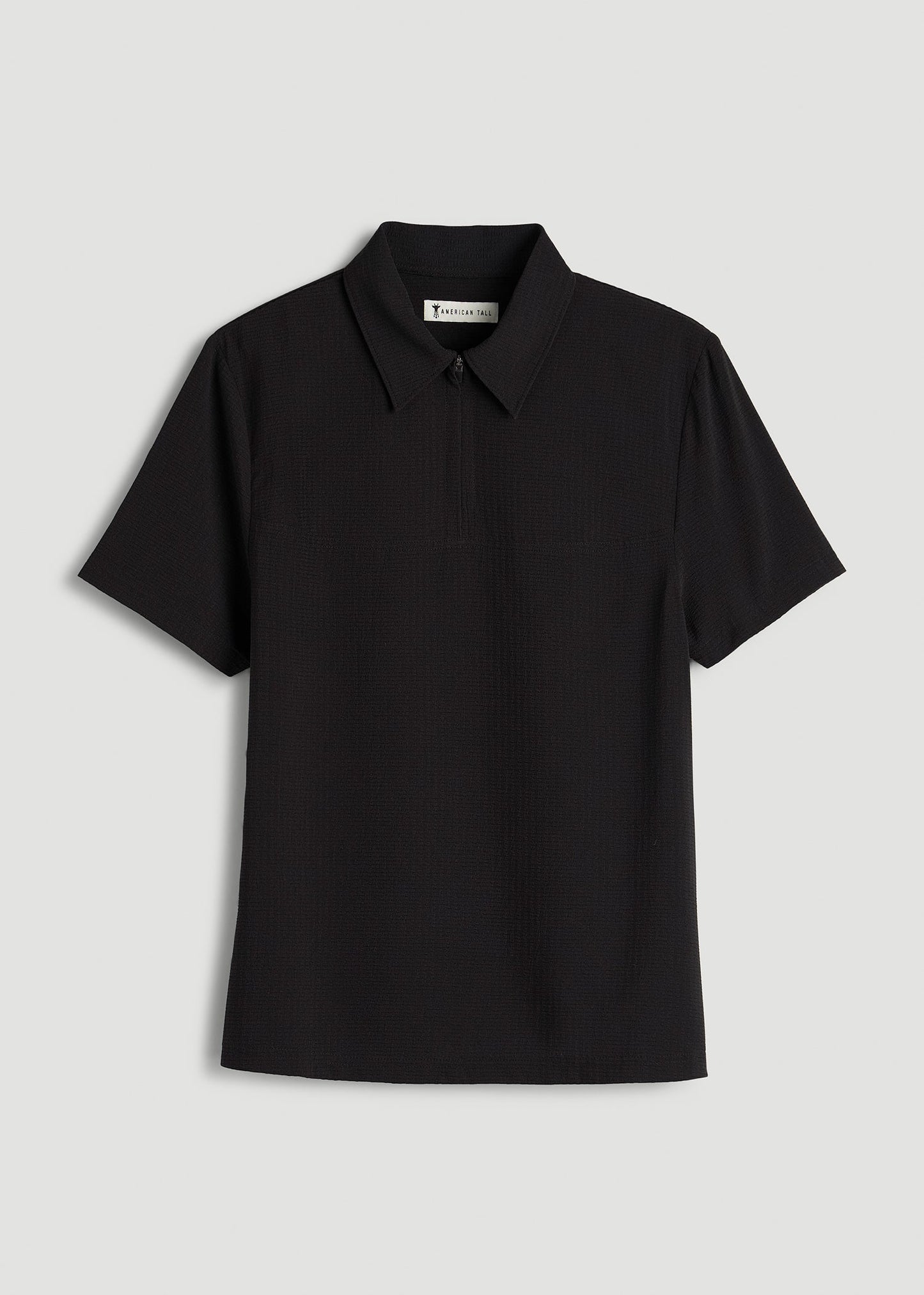 Coastal perforated short sleeve golf polo for Tall Women in Black