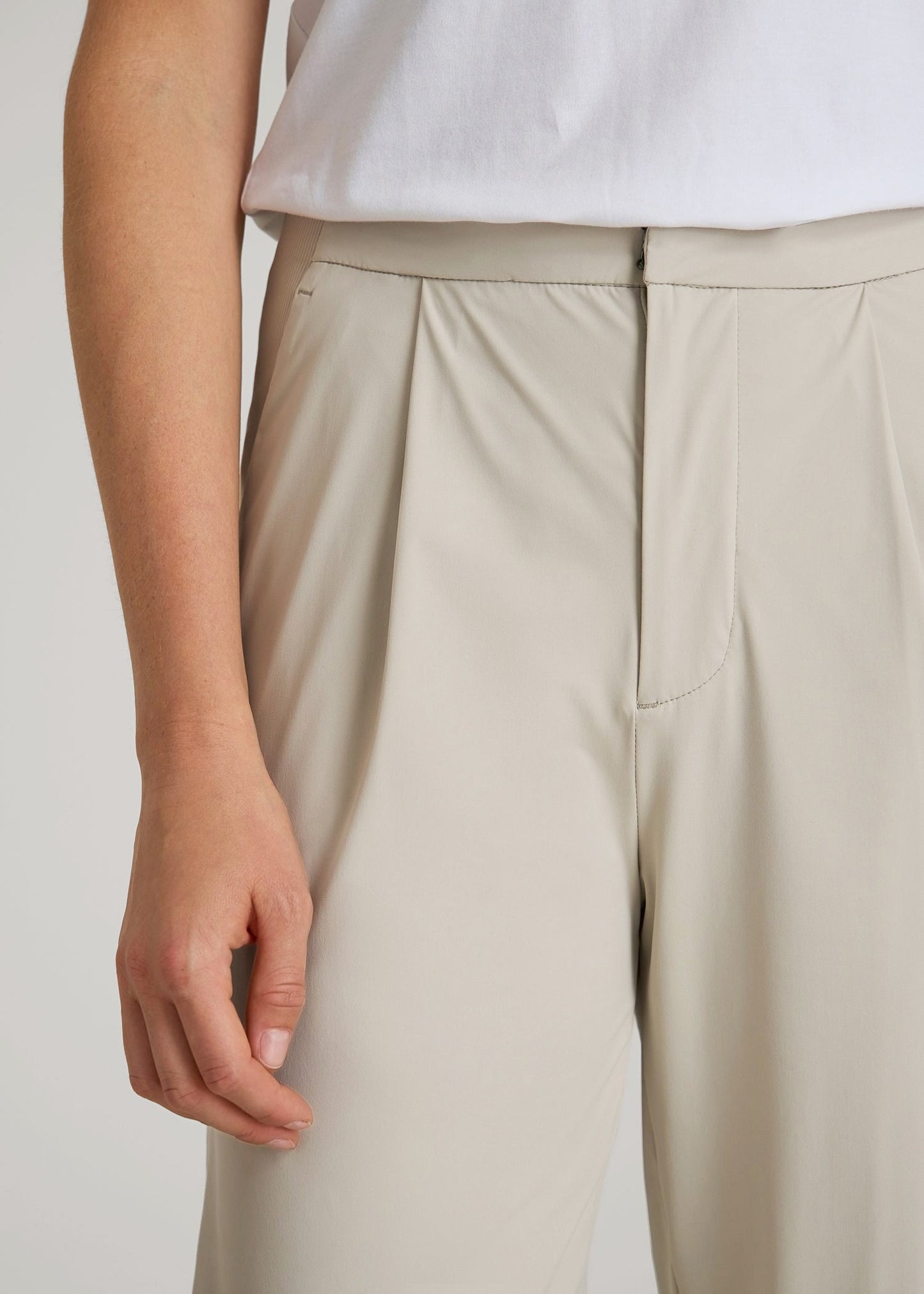 Commuter Pleated Jogger Pant for Tall Women in Stone